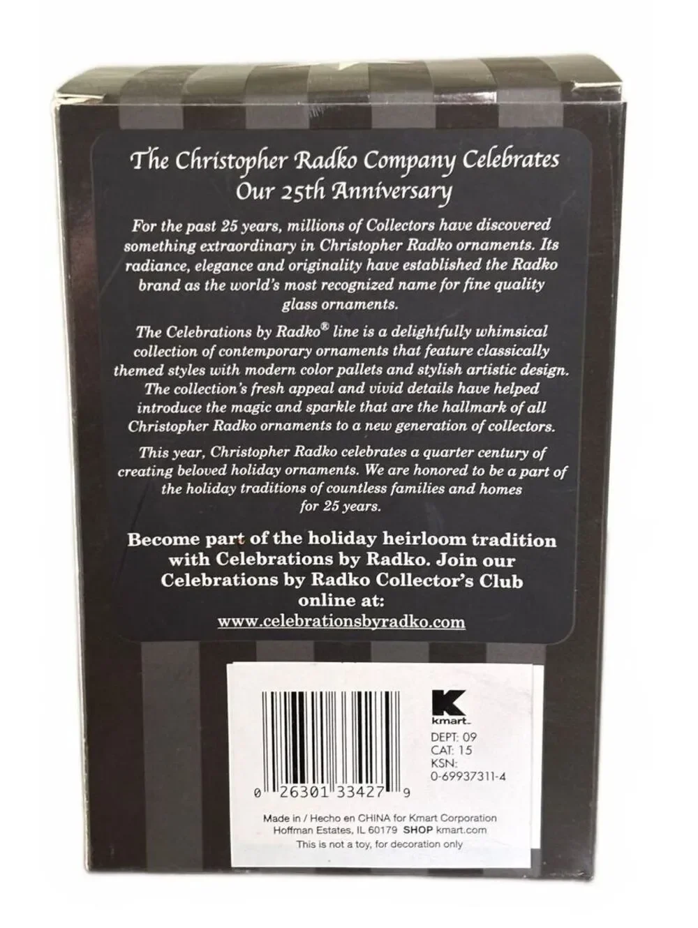 2010 Celebrations by Radko 25th Anniversary Santa Sleigh Glass Ornament Box
